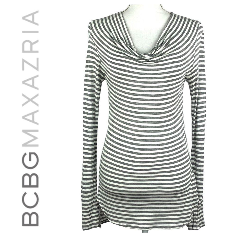 BCBGMaxazria | Gray & White Striped Luna Top